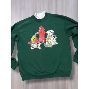 VINTAGE 90s Dalmatian Puppies Fire Dept Gopher Sport Sweatshirt Sz Medium